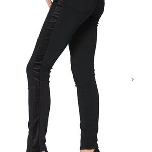 Paige Hoxton Ultra skinny black jeans with velvet stripe